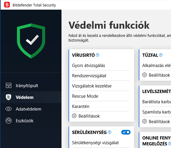 BitDefender Total Security 2020: Védelem \ Vírusírtó