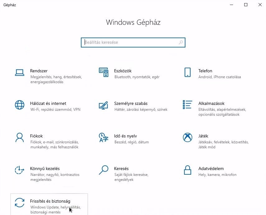 Windows Gépház: Frissítés és biztonság