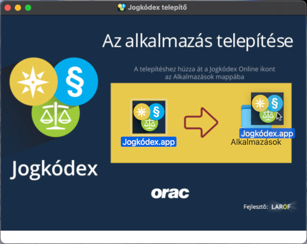 Jogkódex telepítő: Az alkalmazás telepítése