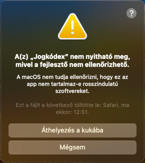 Fejlesztő nem ellenőrizhető ablak