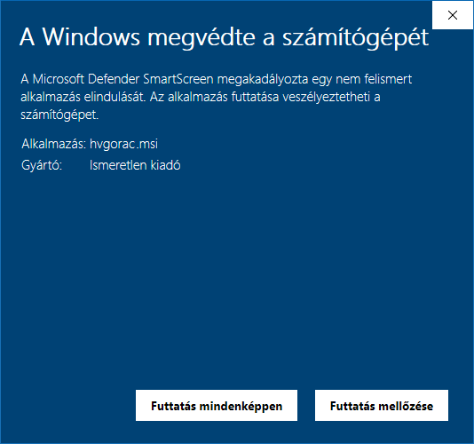 A Windows megvédte a számítógépét: Futtatás mindenképp